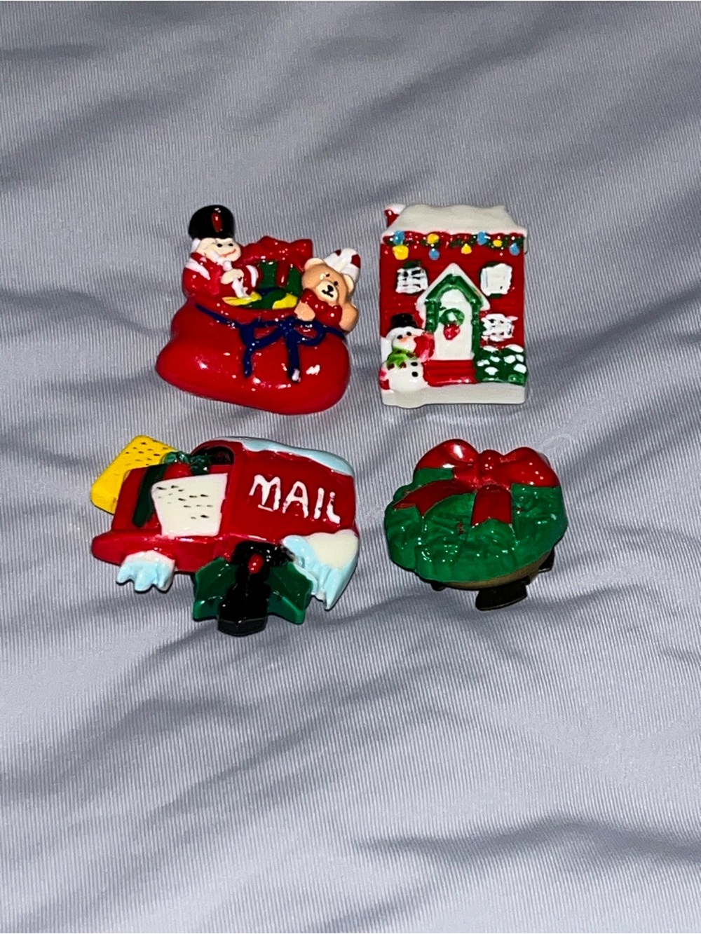 Festive Red and Green Holiday button cover Set